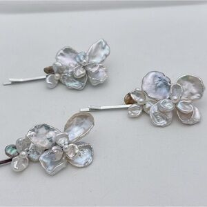 P118 Handmade Freshwater Flower Petal Pearl Hair Pin